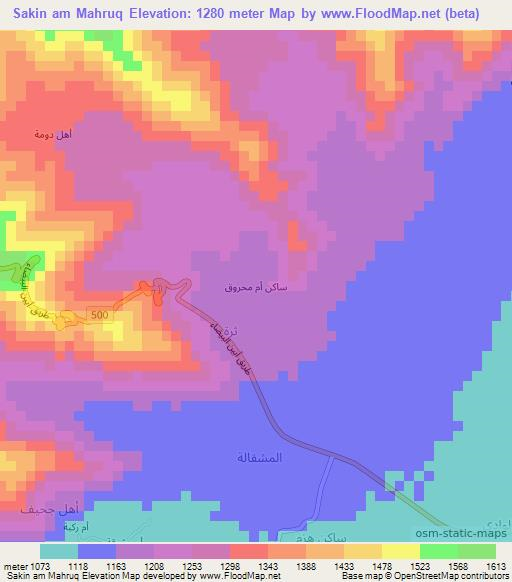 Sakin am Mahruq,Yemen Elevation Map