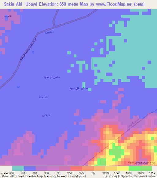Sakin Ahl `Ubayd,Yemen Elevation Map