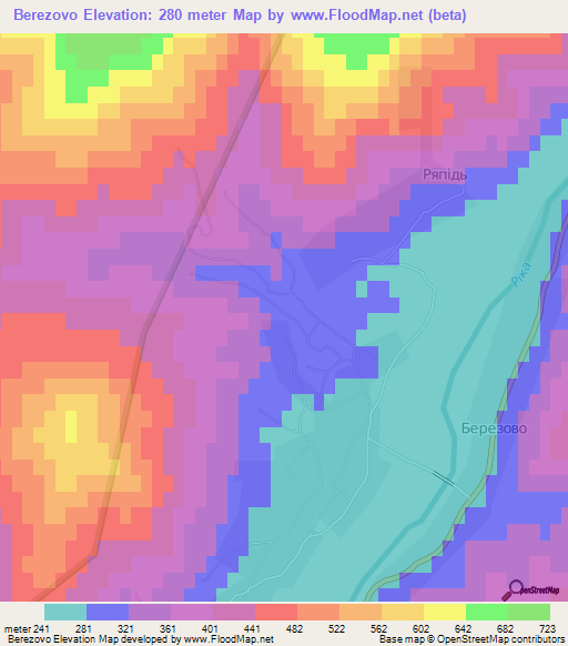 Berezovo,Ukraine Elevation Map