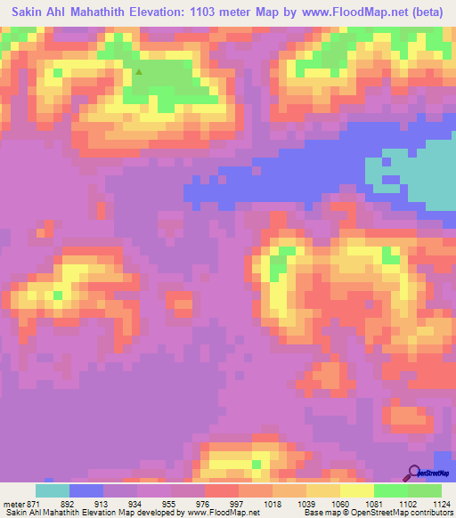 Sakin Ahl Mahathith,Yemen Elevation Map