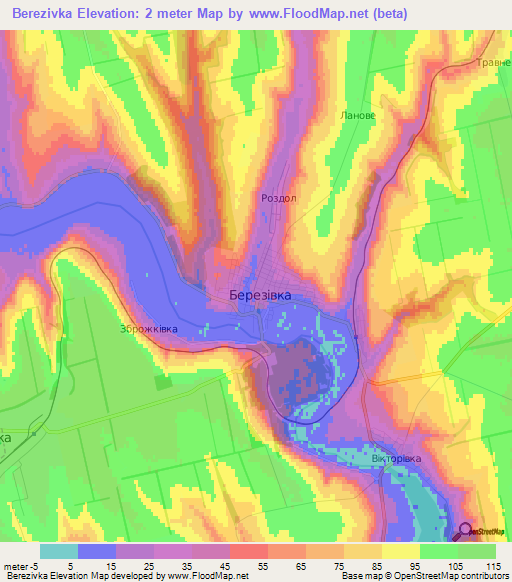 Berezivka,Ukraine Elevation Map
