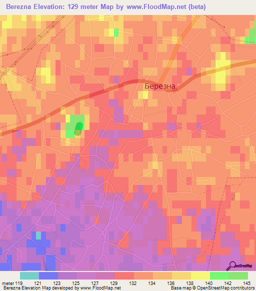 Berezna,Ukraine Elevation Map