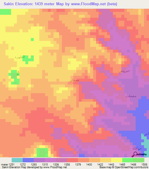 Sakin,Yemen Elevation Map