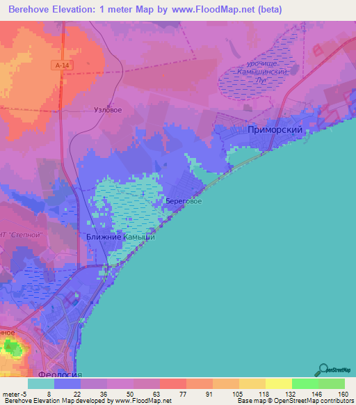 Berehove,Ukraine Elevation Map