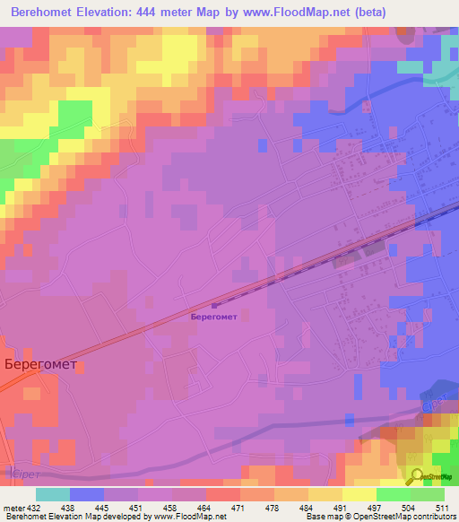 Berehomet,Ukraine Elevation Map