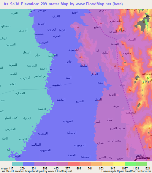 As Sa`id,Yemen Elevation Map