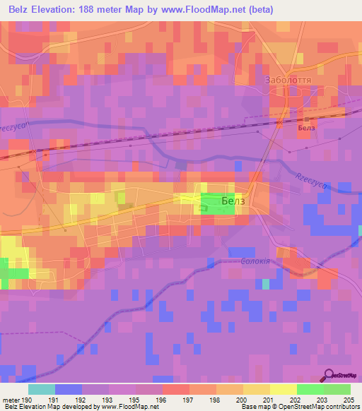 Belz,Ukraine Elevation Map