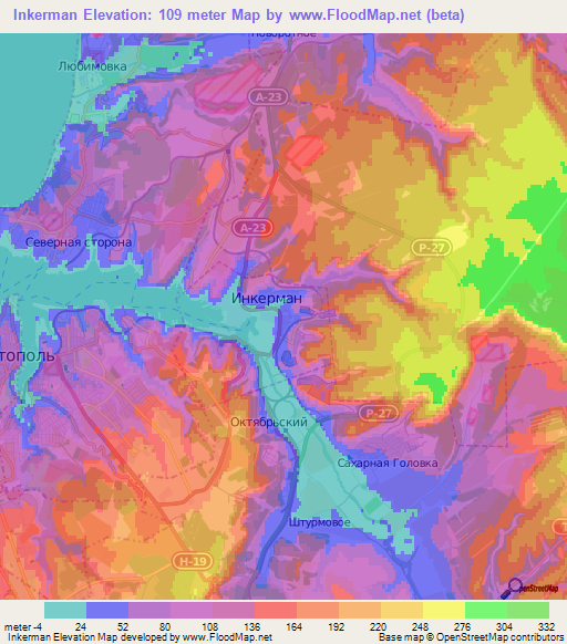 Inkerman,Ukraine Elevation Map