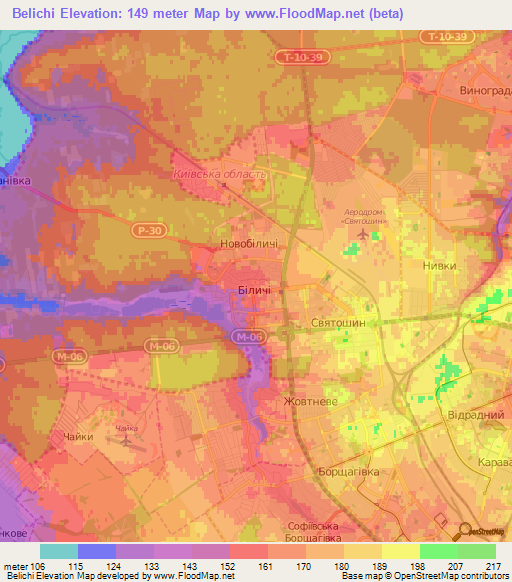 Belichi,Ukraine Elevation Map