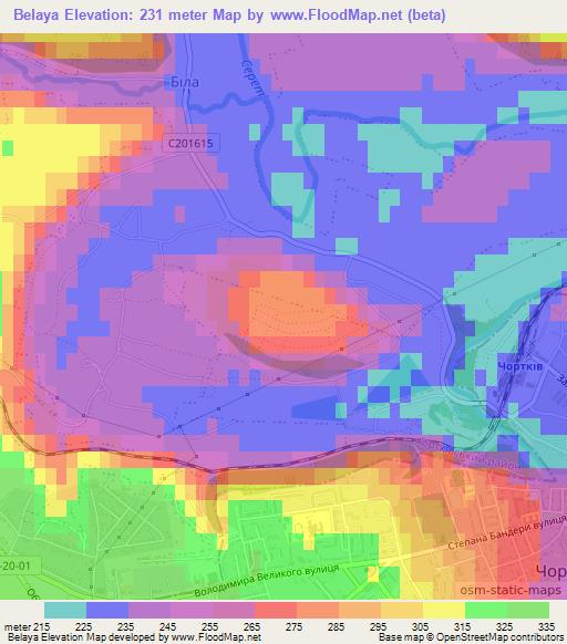 Belaya,Ukraine Elevation Map