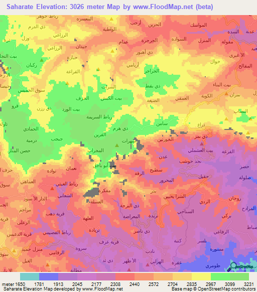 Saharate,Yemen Elevation Map