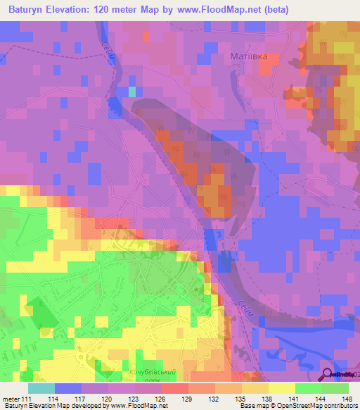 Baturyn,Ukraine Elevation Map