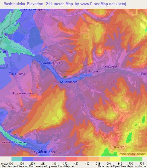 Bashtanivka,Ukraine Elevation Map