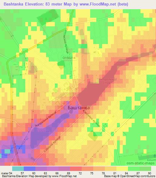 Bashtanka,Ukraine Elevation Map