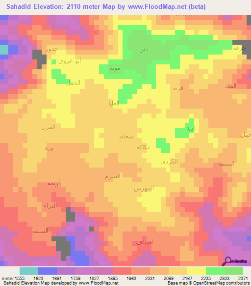 Sahadid,Yemen Elevation Map