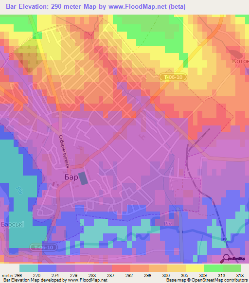 Bar,Ukraine Elevation Map
