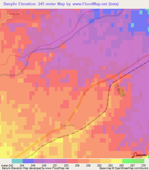 Banyliv,Ukraine Elevation Map