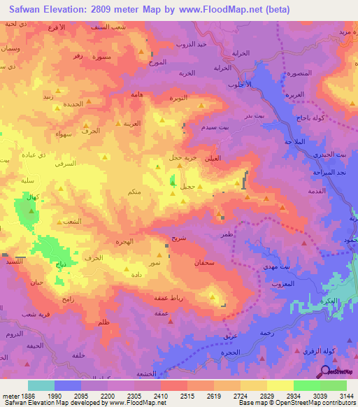 Safwan,Yemen Elevation Map