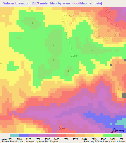 Safwan,Yemen Elevation Map