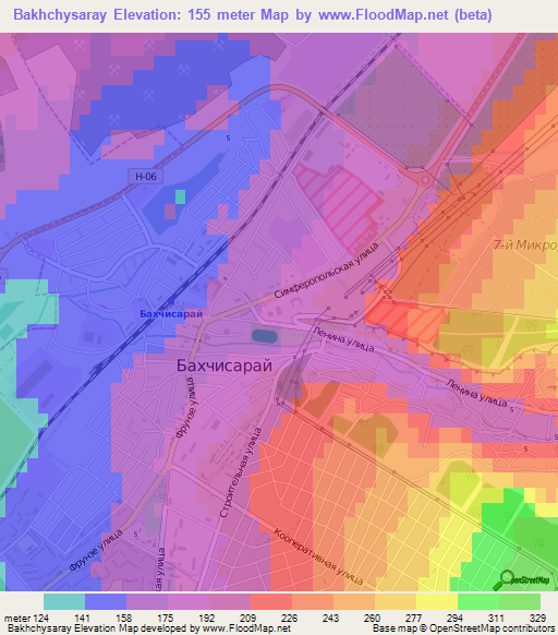 Bakhchysaray,Ukraine Elevation Map