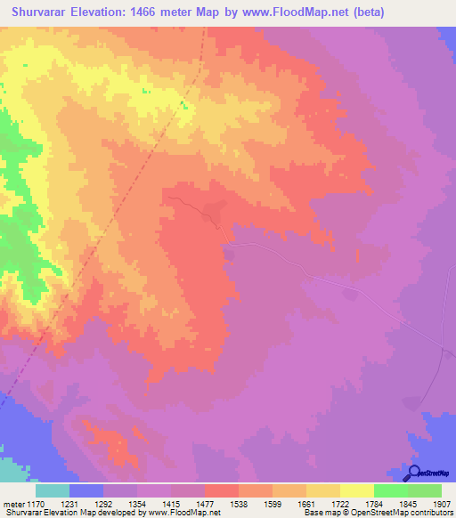 Shurvarar,Iran Elevation Map