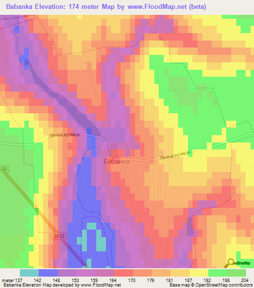 Babanka,Ukraine Elevation Map