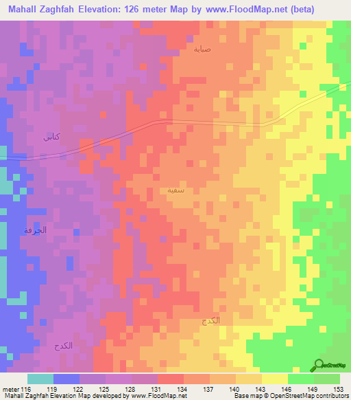 Mahall Zaghfah,Yemen Elevation Map