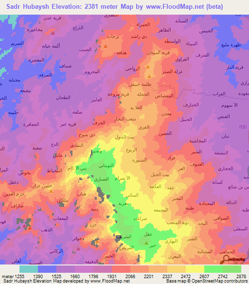 Sadr Hubaysh,Yemen Elevation Map