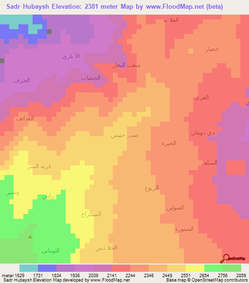 Sadr Hubaysh,Yemen Elevation Map
