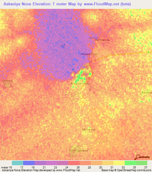 Askaniya Nova,Ukraine Elevation Map
