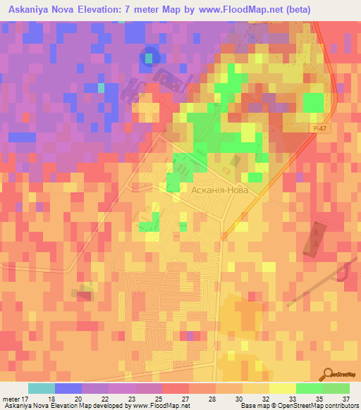 Askaniya Nova,Ukraine Elevation Map