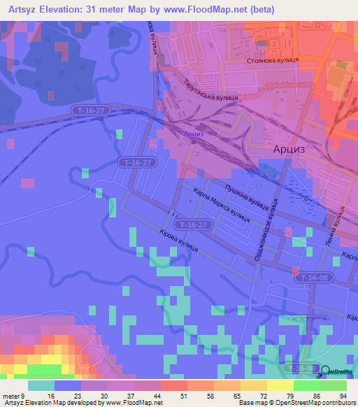 Artsyz,Ukraine Elevation Map