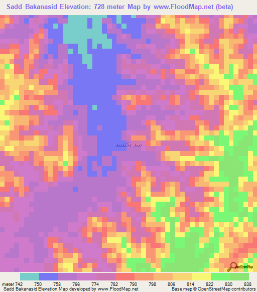 Sadd Bakanasid,Yemen Elevation Map