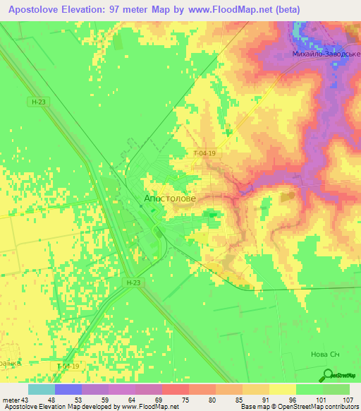 Apostolove,Ukraine Elevation Map