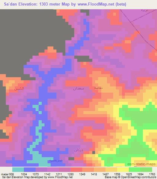 Sa`dan,Yemen Elevation Map