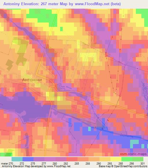 Antoniny,Ukraine Elevation Map