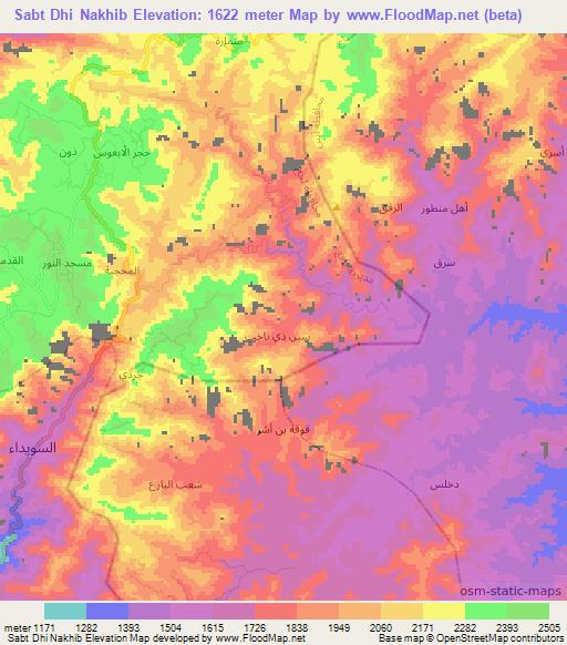 Sabt Dhi Nakhib,Yemen Elevation Map
