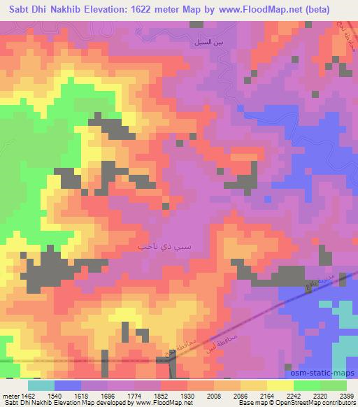 Sabt Dhi Nakhib,Yemen Elevation Map