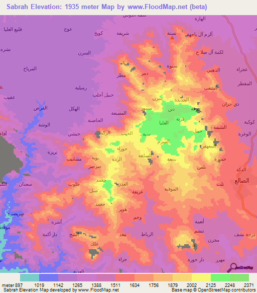 Sabrah,Yemen Elevation Map