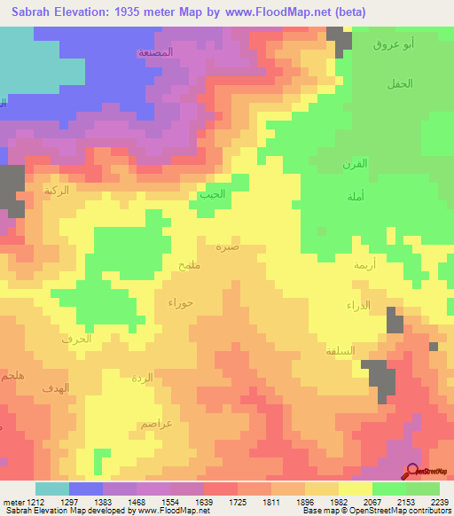 Sabrah,Yemen Elevation Map