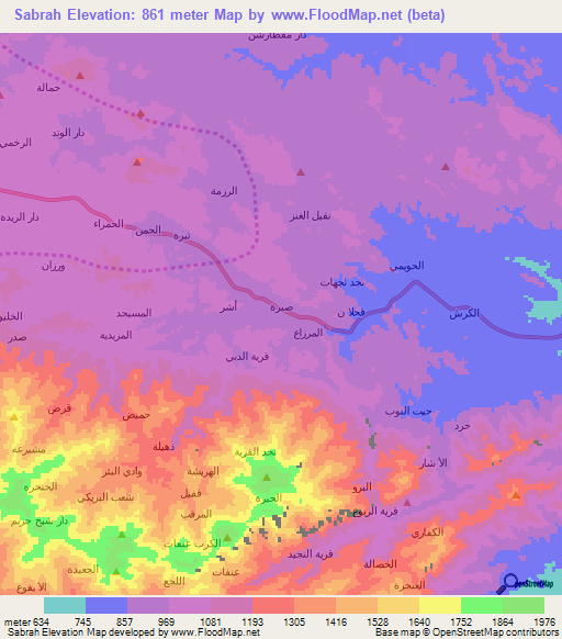 Sabrah,Yemen Elevation Map