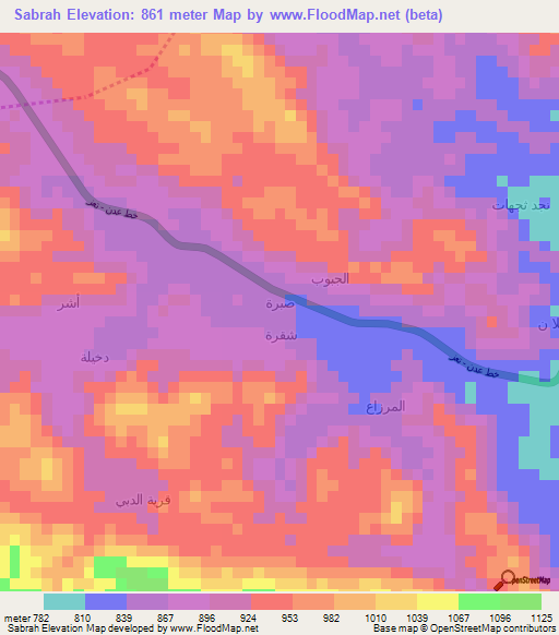 Sabrah,Yemen Elevation Map