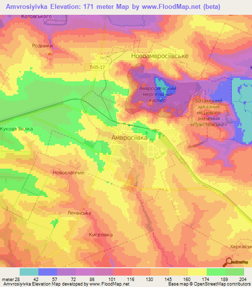 Amvrosiyivka,Ukraine Elevation Map