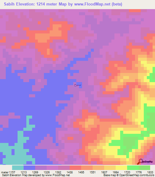 Sabih,Yemen Elevation Map