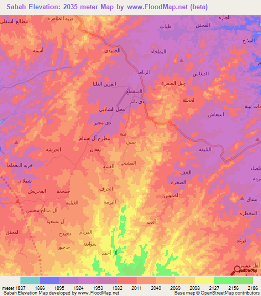 Sabah,Yemen Elevation Map