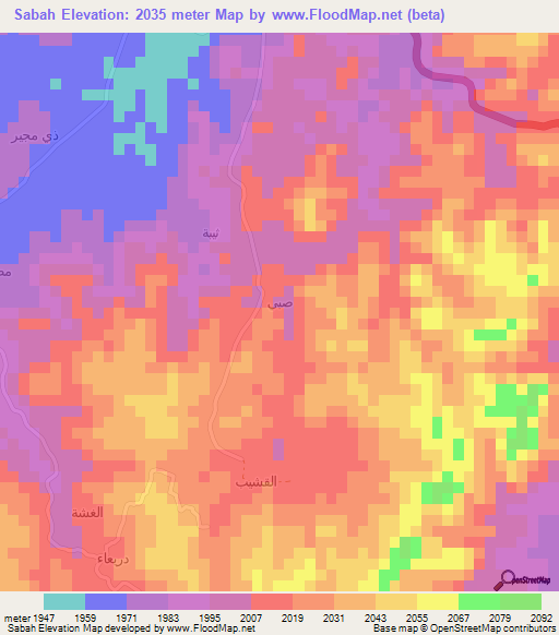 Sabah,Yemen Elevation Map