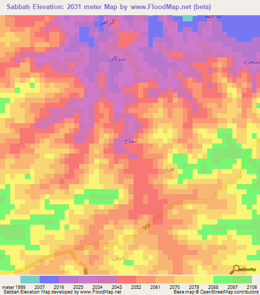 Sabbah,Yemen Elevation Map