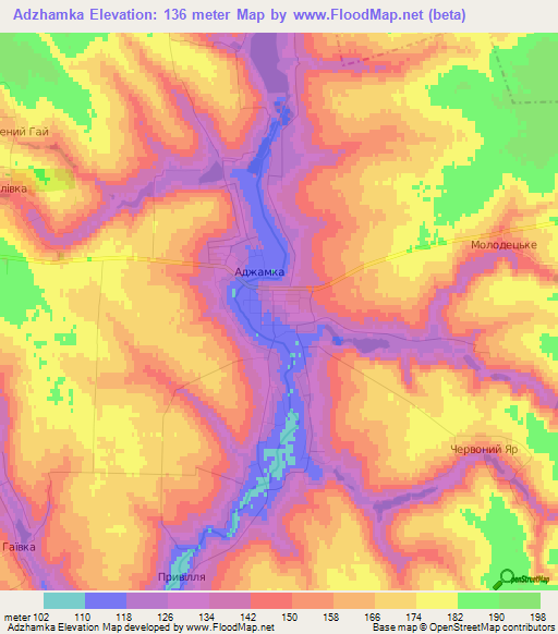 Adzhamka,Ukraine Elevation Map
