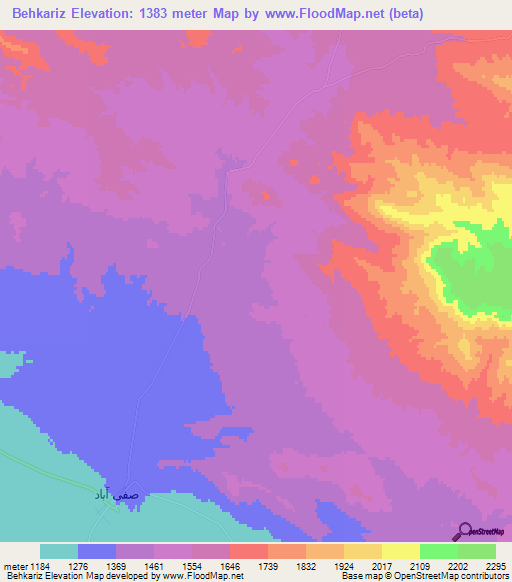 Behkariz,Iran Elevation Map