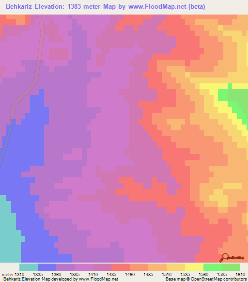 Behkariz,Iran Elevation Map